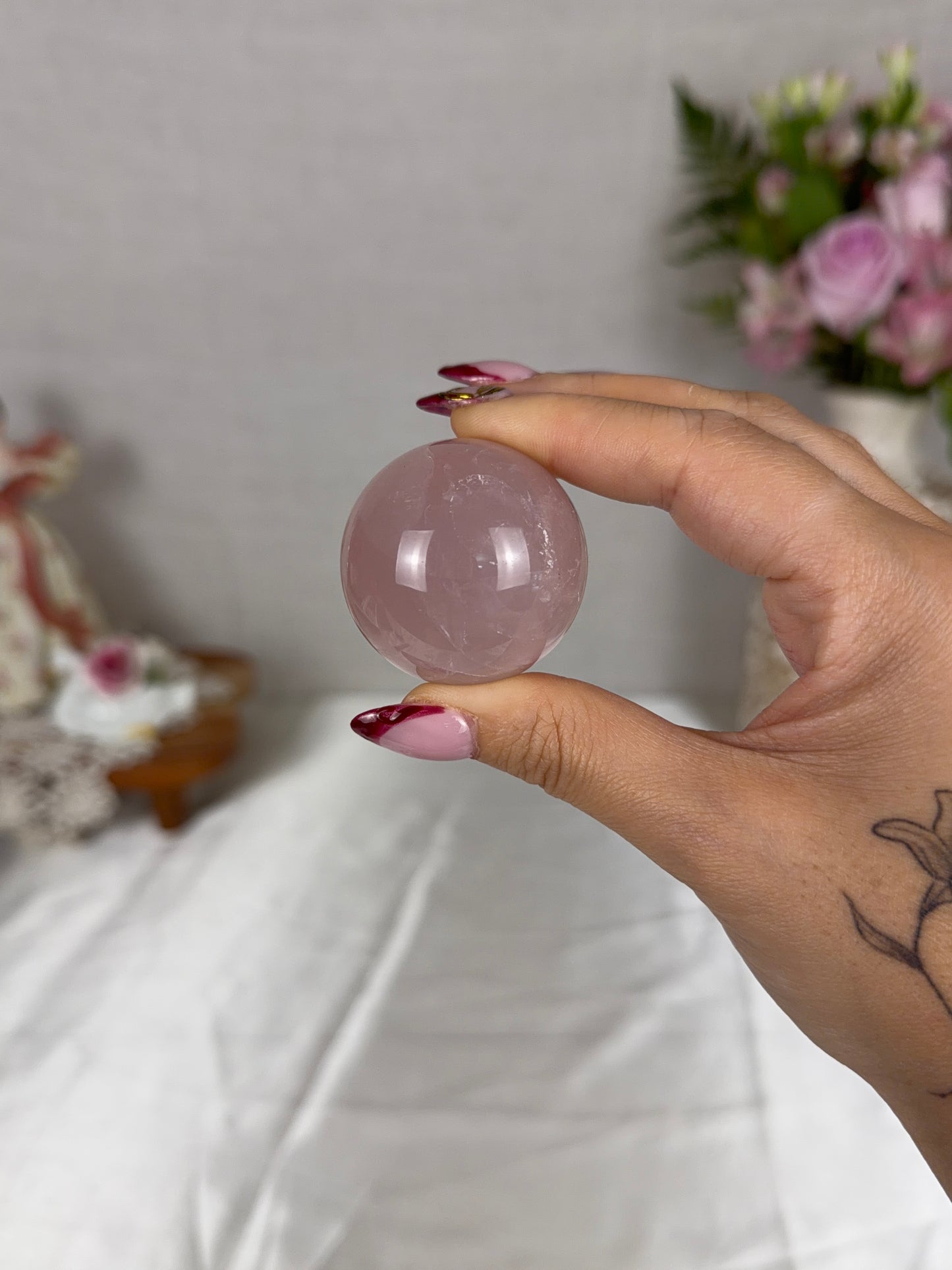 Smoky Pink Rose Quartz Sphere (12Q)