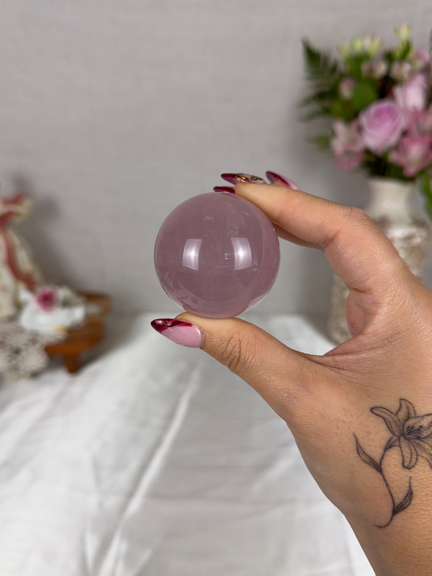 *Juicy Lavender Star Rose Quartz Sphere (20Z)