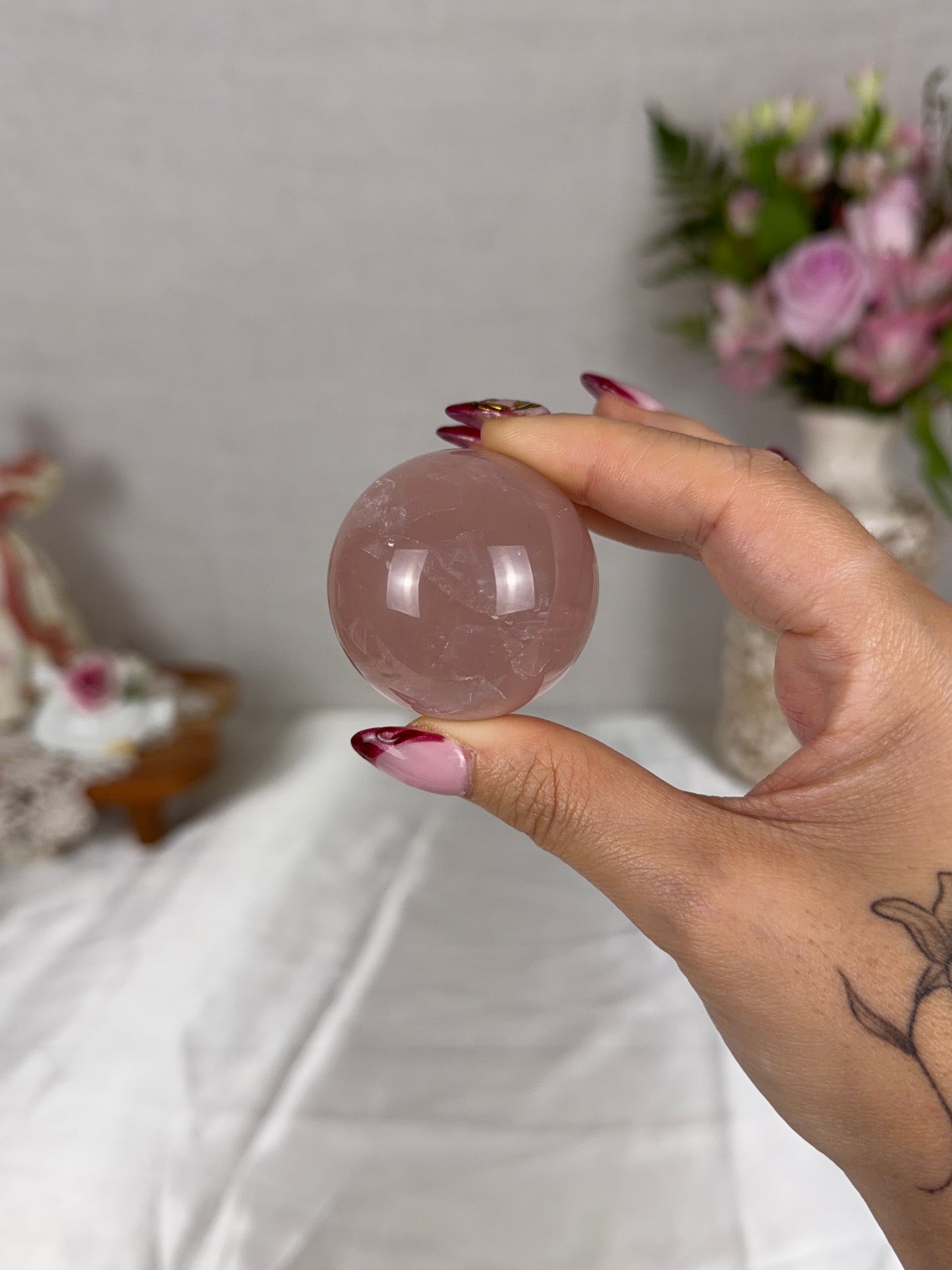 Smoky Pink Rose Quartz Sphere (15W)