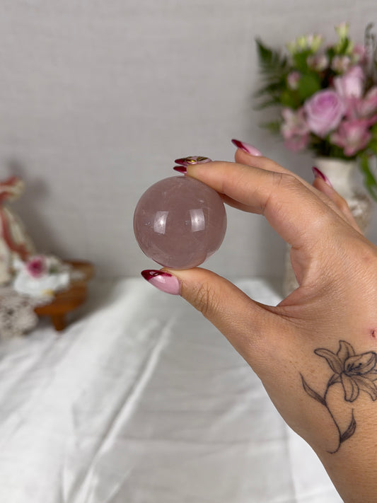 *Watery Smoky Star Rose Quartz Sphere (14K)