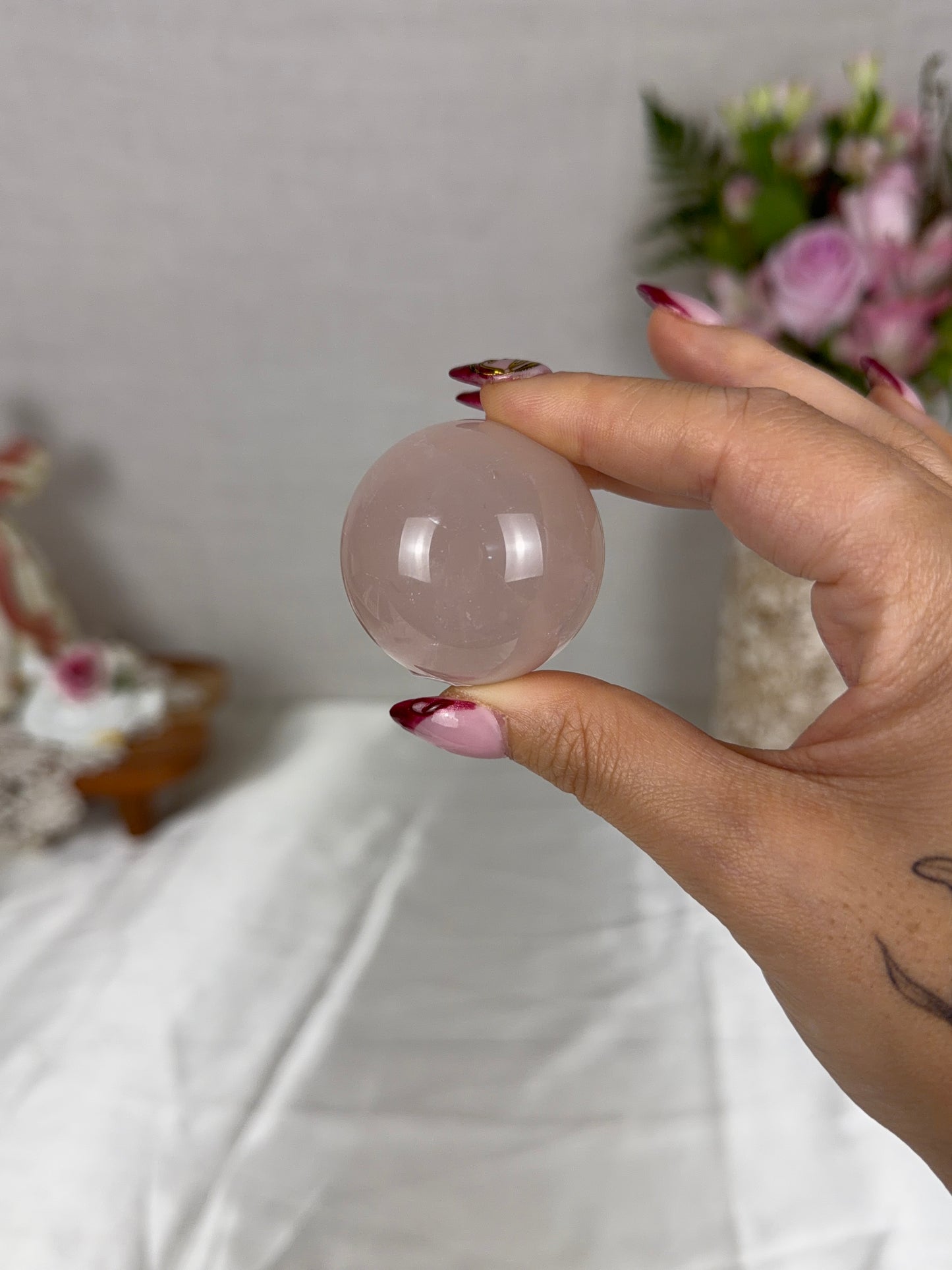 *Cloudy Star Rose Quartz Sphere (14X)