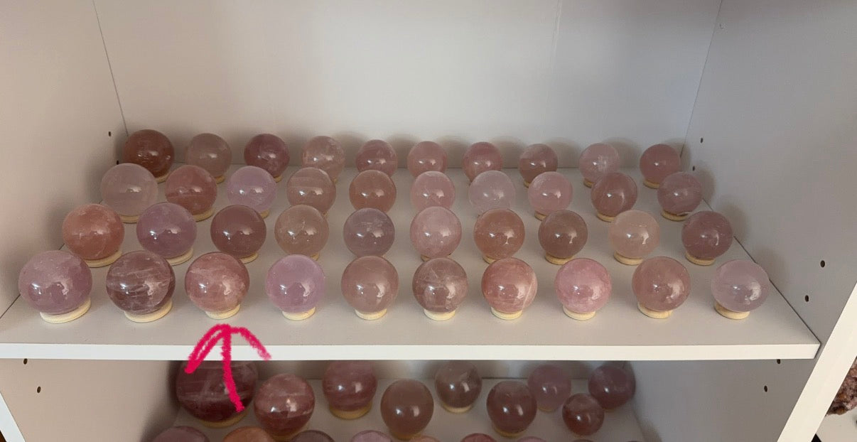 *Electric Pink Star Rose Quartz Sphere (18X)