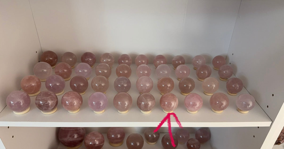 Cloudy Berry Pink Rose Quartz Sphere (15M)