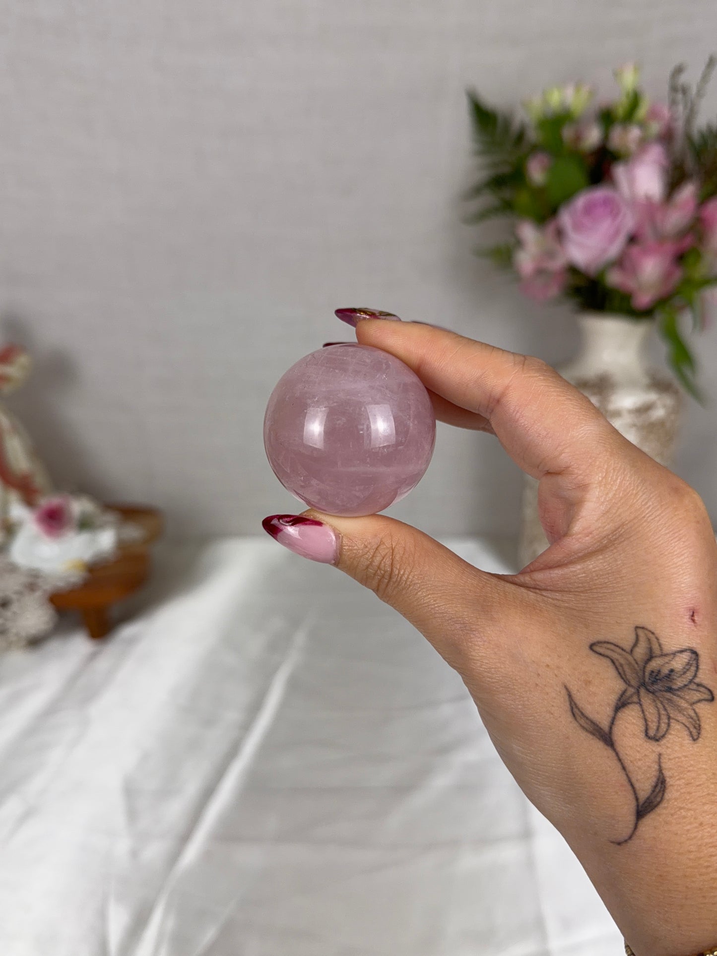 *Pink Star Rose Quartz Sphere (14Z)