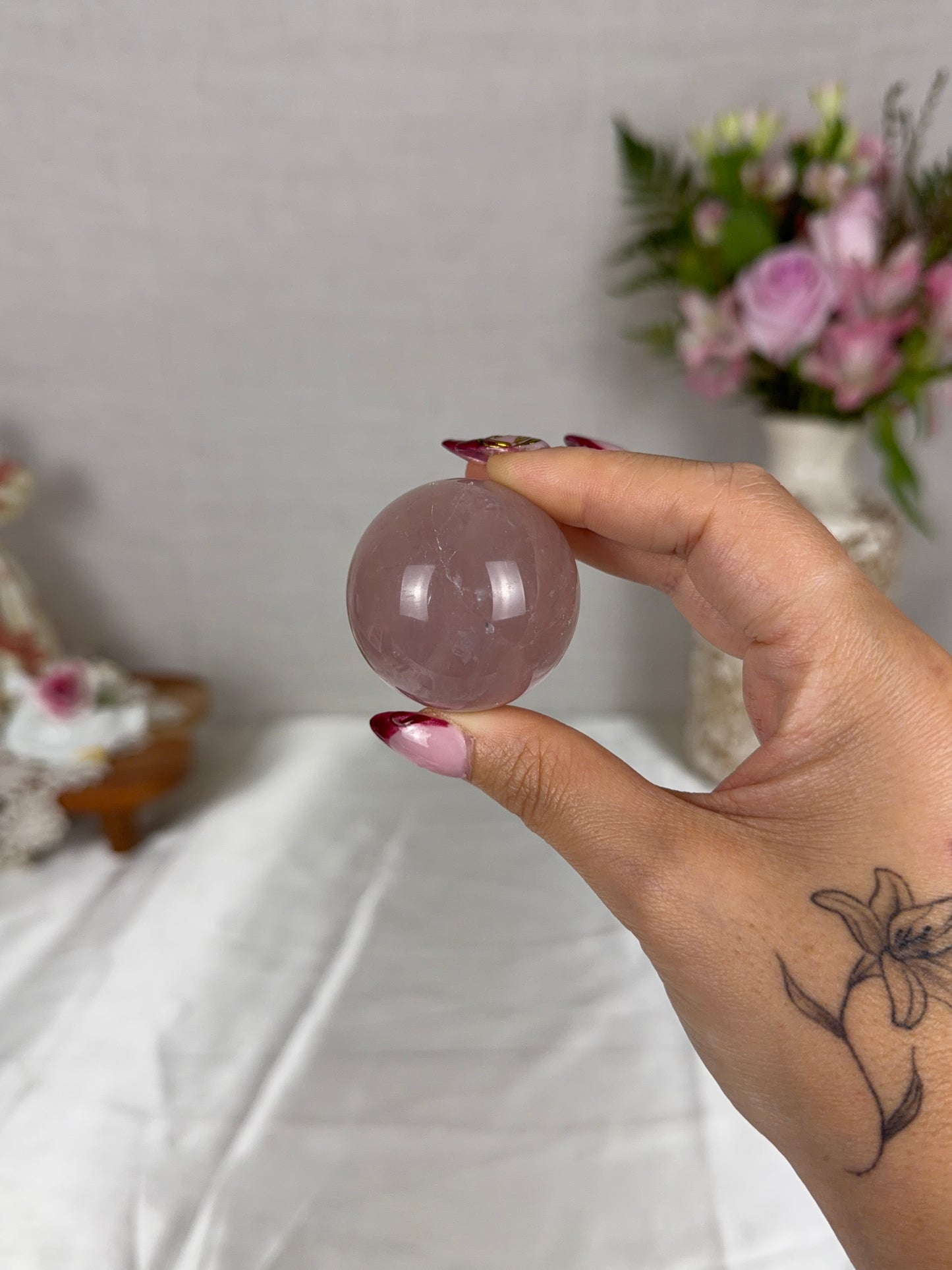 *Smoky Mauve Star Rose Quartz Sphere (14P)