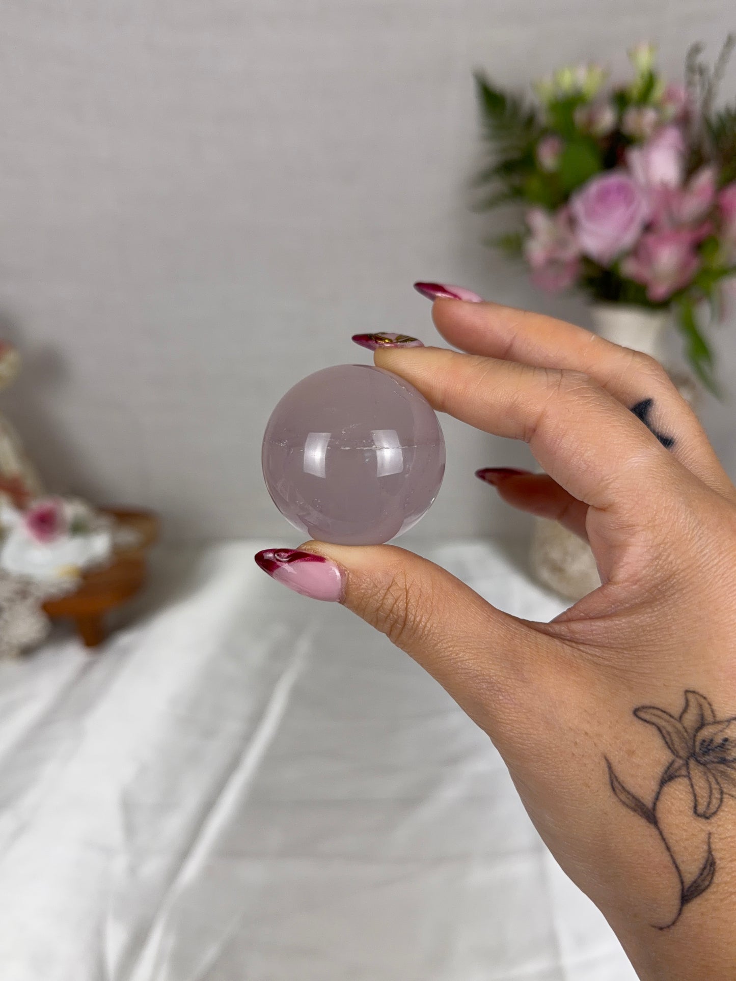 *Watery Lavender Star Rose Quartz Sphere (12L)