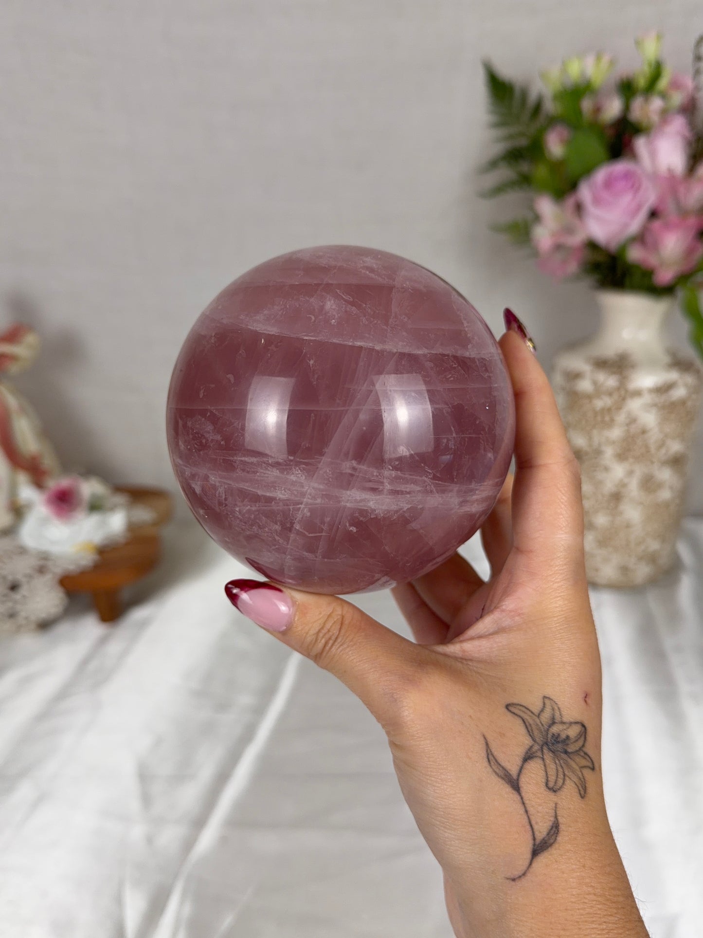 *Large Berry Star Rose Quartz Sphere 100mm (220)
