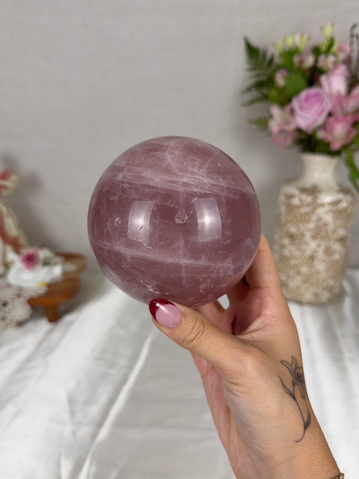 *Large Berry Star Rose Quartz Sphere 100mm (220)