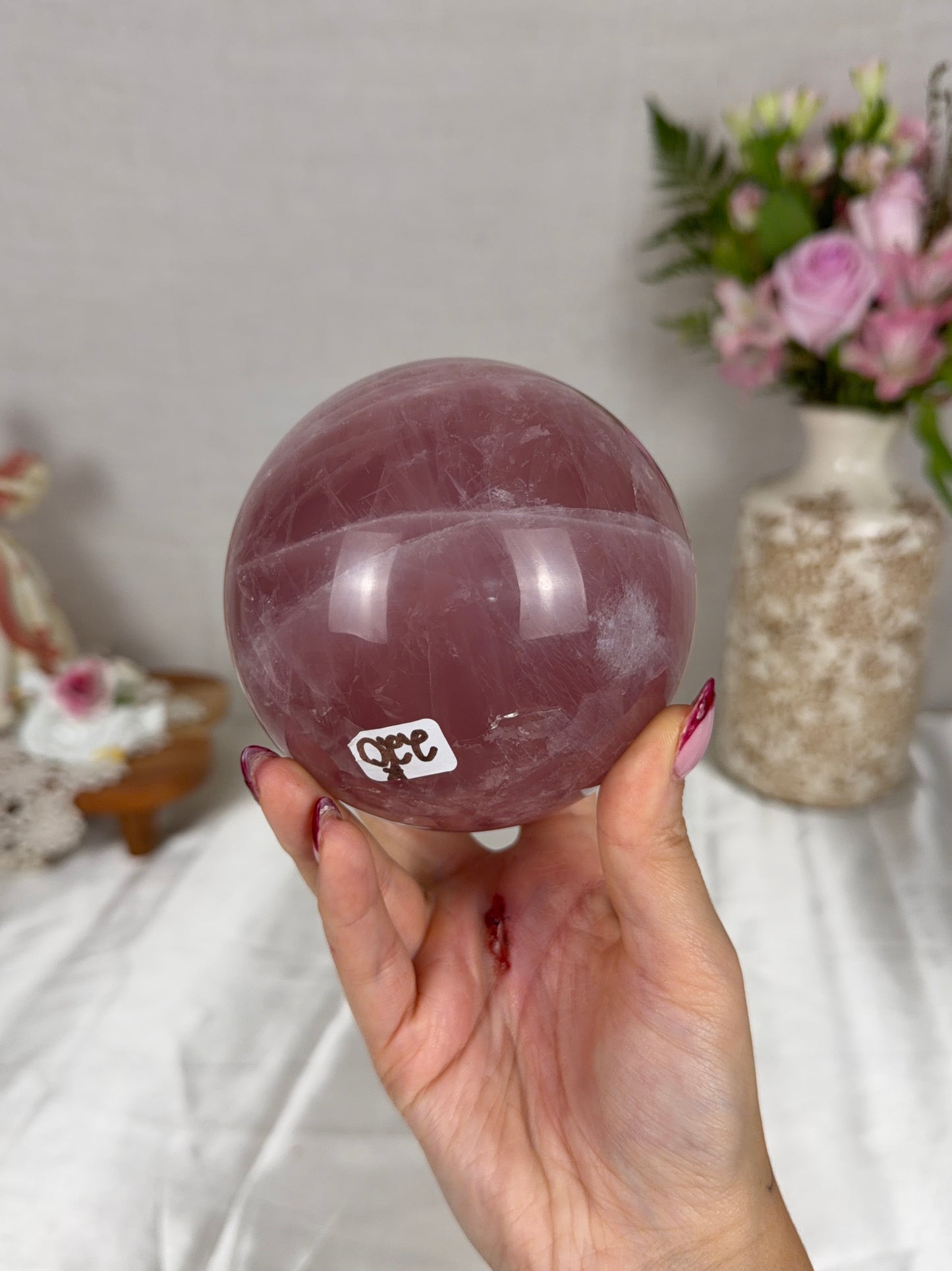 *Large Berry Star Rose Quartz Sphere 100mm (220)