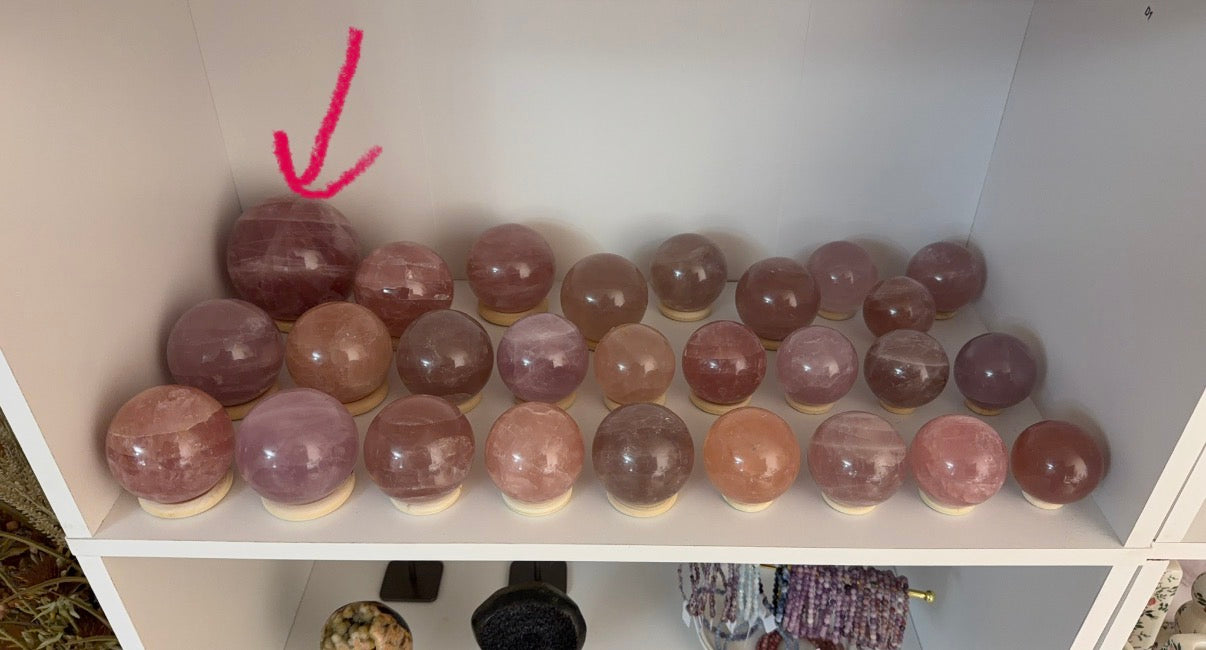 *Large Berry Star Rose Quartz Sphere 100mm (220)