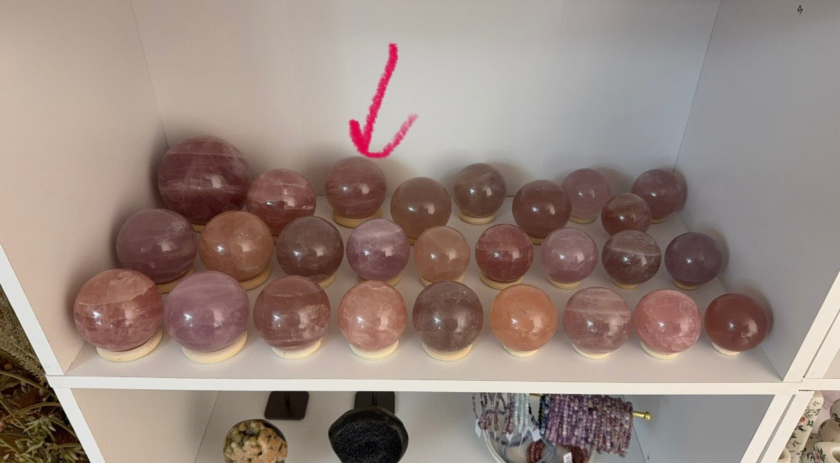 *Mauve Pink Star Rose Quartz Sphere 73mm (85P)