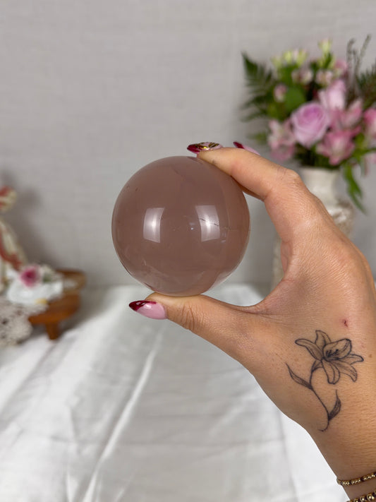 *Cloudy Brown Star Rose Quartz Sphere 68mm (70W)