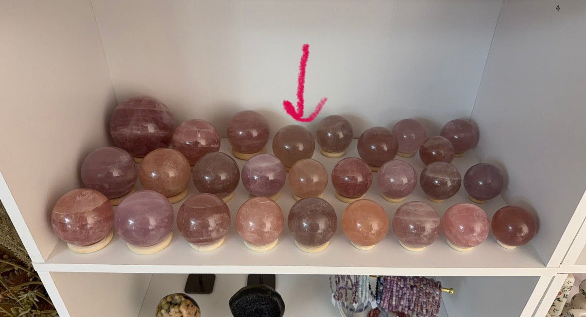 *Cloudy Brown Star Rose Quartz Sphere 68mm (70W)
