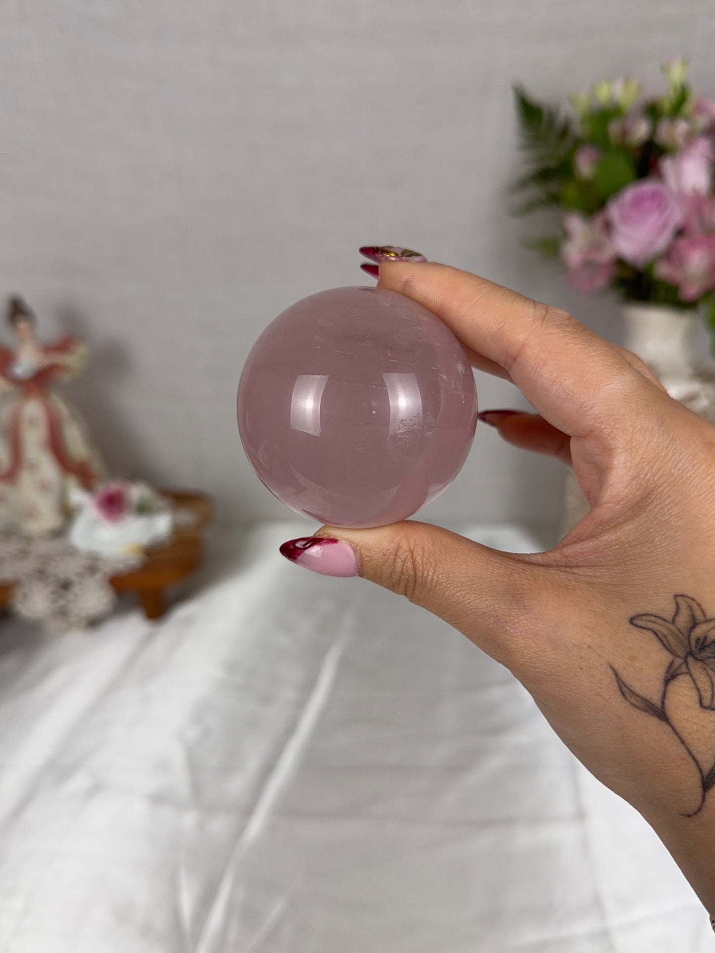 **Watery Double Star Rose Quartz Sphere 58mm (40W)