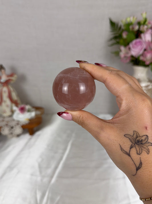 *Strawberry Peach Star Rose Quartz Sphere 51mm (38X)