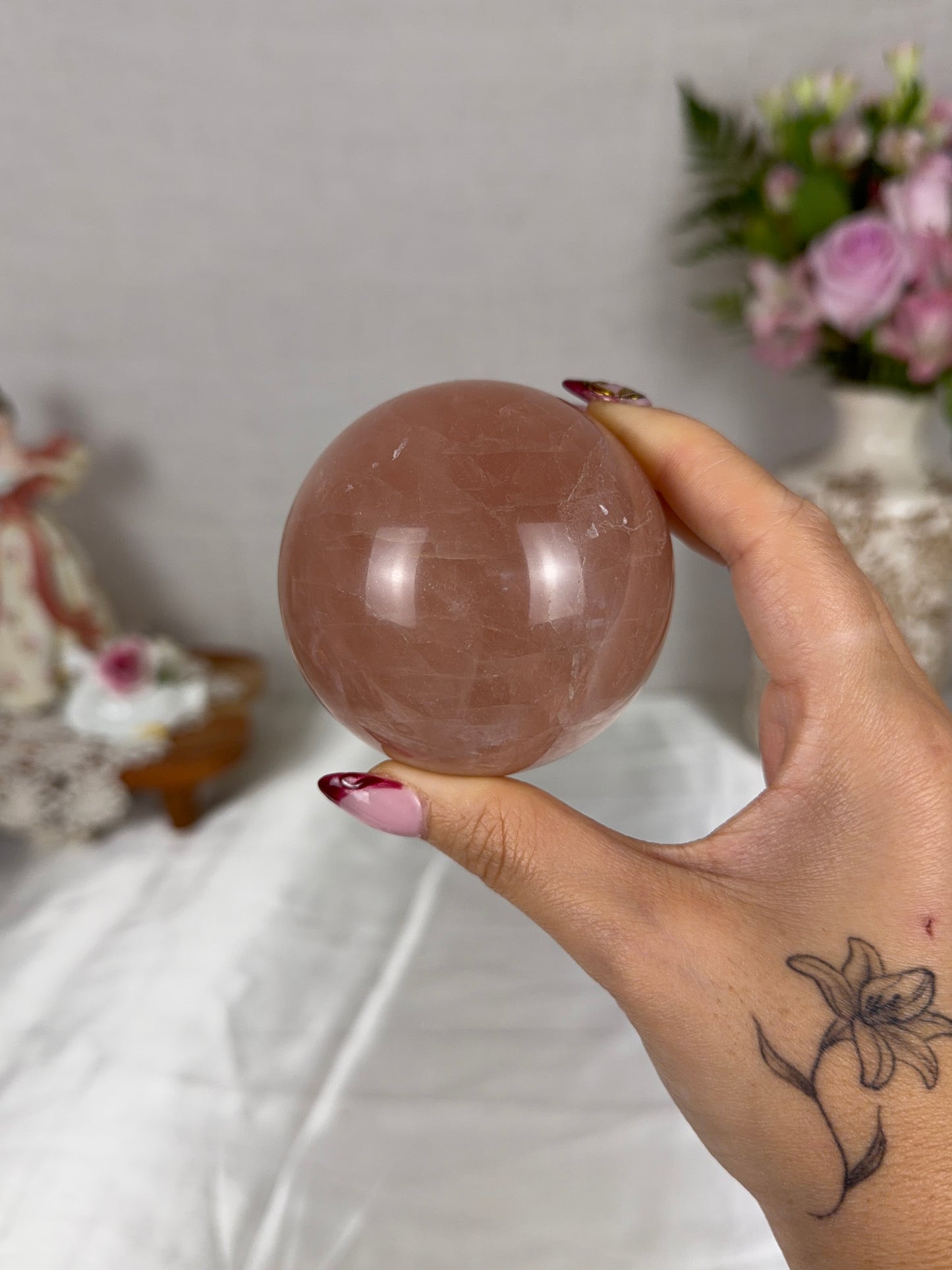 Peach Rose Quartz Sphere 70mm (70Z)