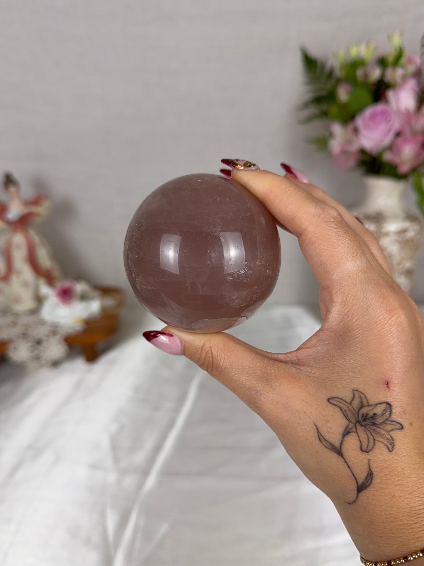 *Moody Brown Star Rose Quartz Sphere 67mm (70)