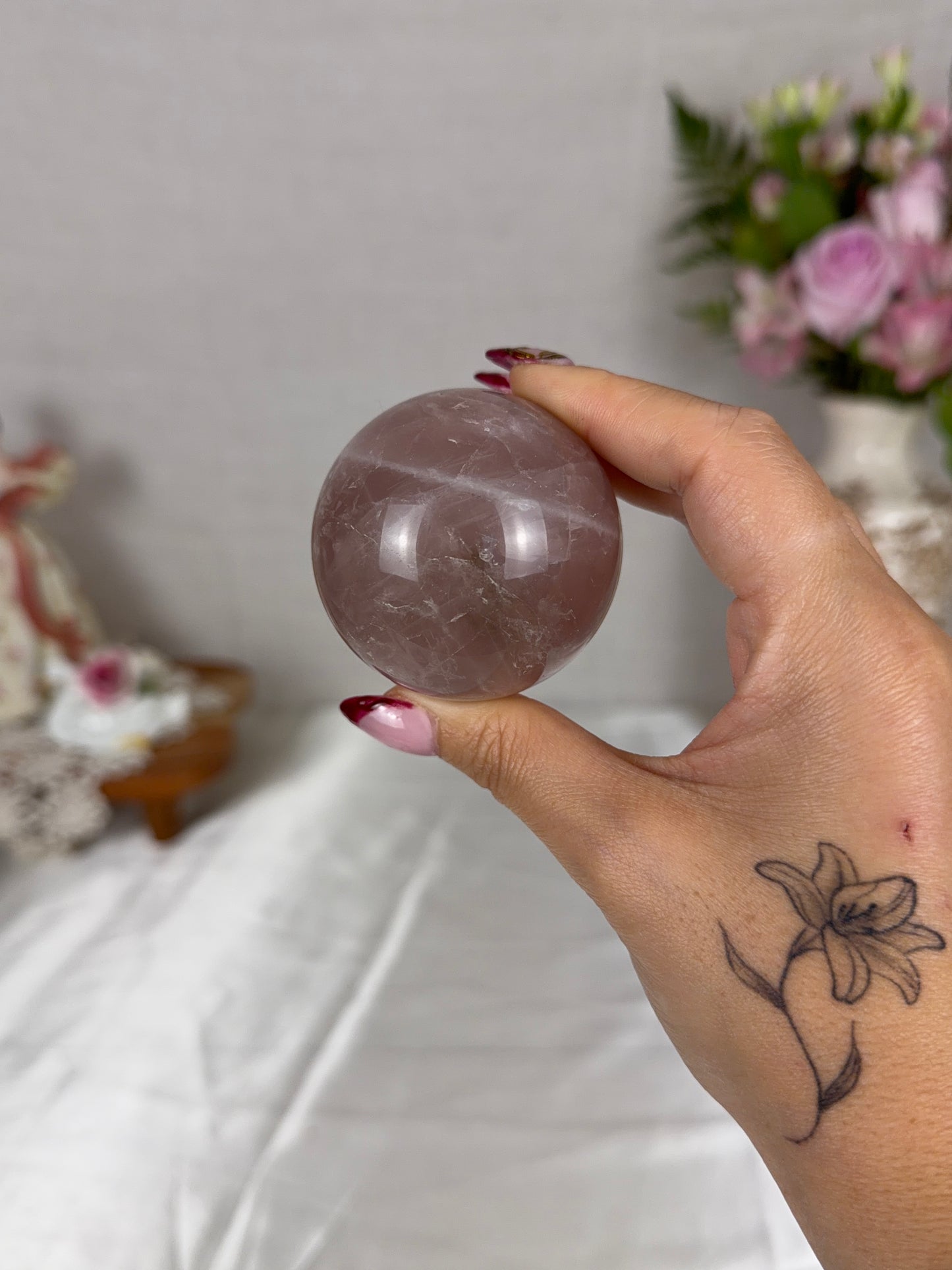 *Brown Plum Star Rose Quartz Sphere 54mm (35P)