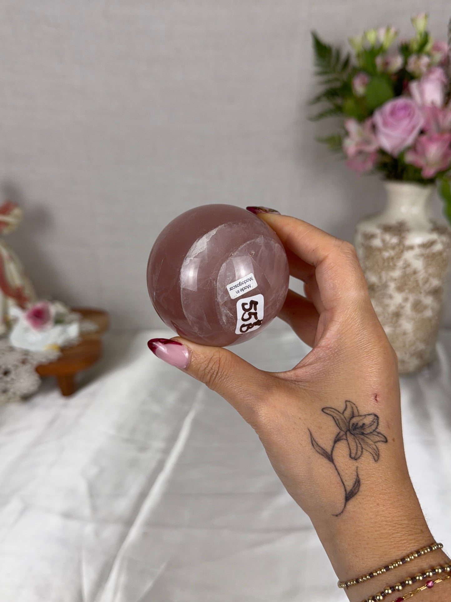 *Berry Mauve Star Rose Quartz Sphere 65mm (55B)