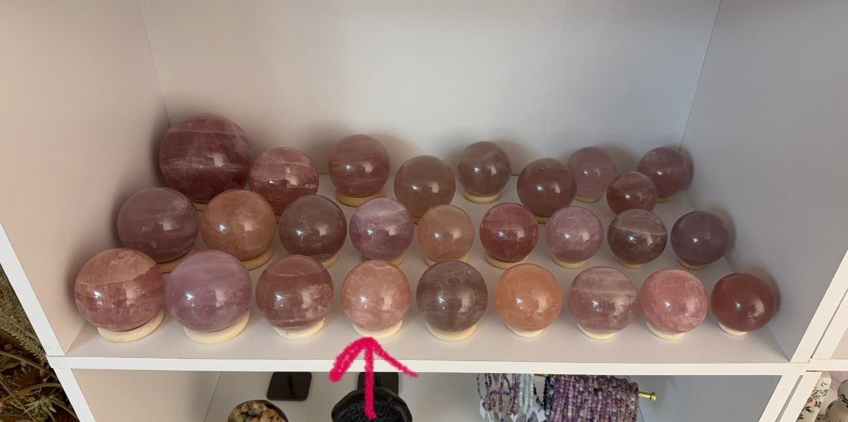 *Pink Peachy Star Rose Quartz Sphere 61mm (45X)