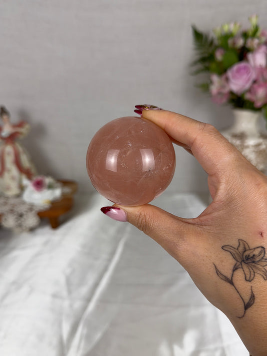 *Electric Peach Star Rose Quartz Sphere 58mm (40P)