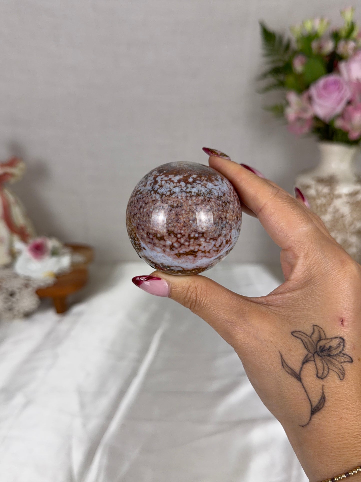 Orbicular Sea Jasper Sphere 58mm (25Z)