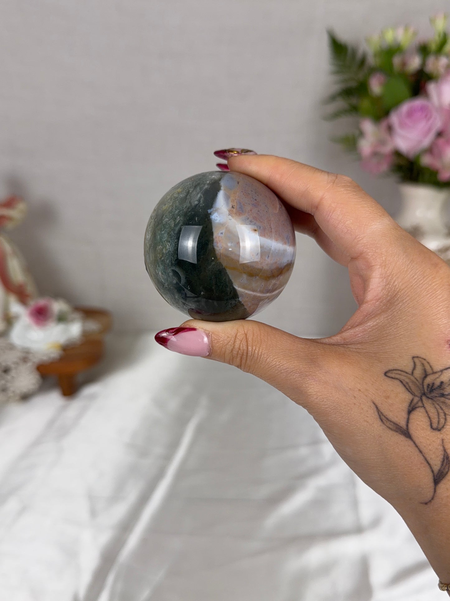 Split-Color Sea Jasper Sphere 56mm (32)