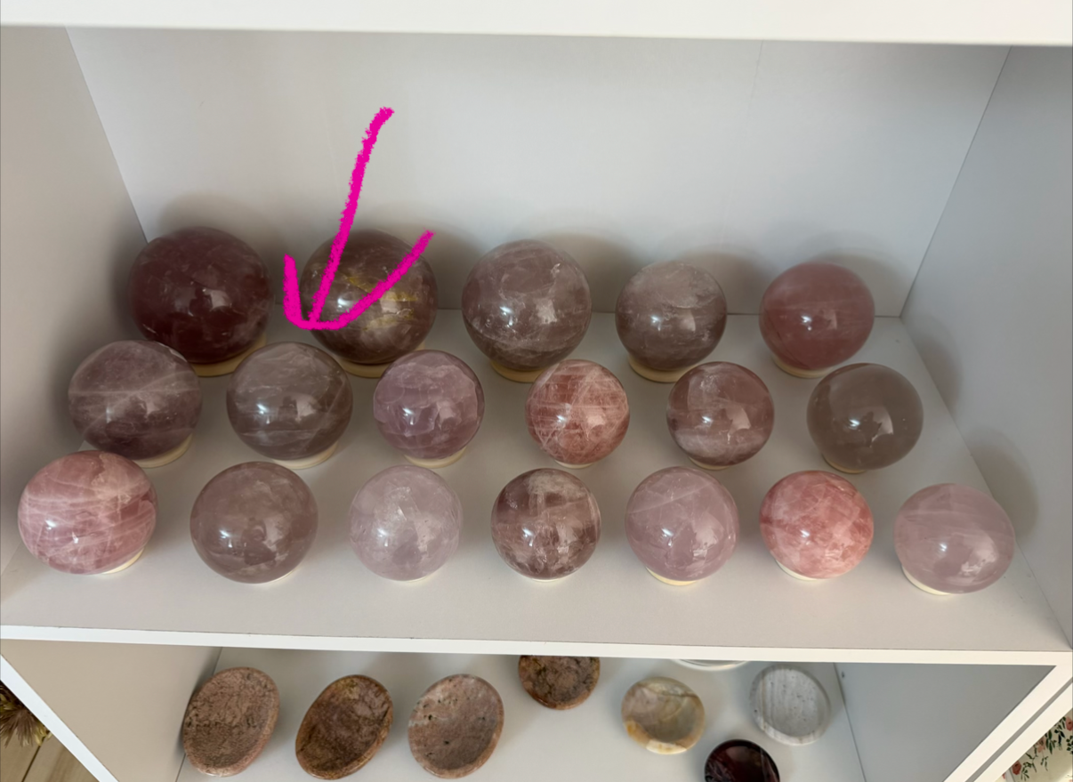 Moody Brown Rose Quartz Sphere 77mm (74)