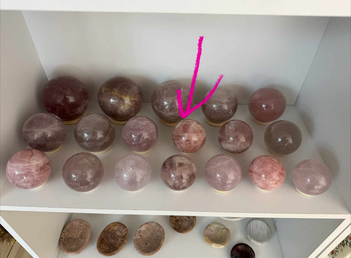 *Peachy Pink Star Rose Quartz Sphere 69mm (46O)